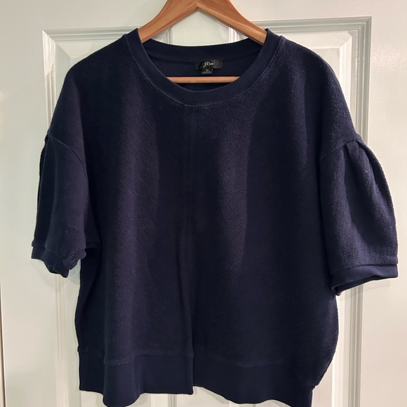 J. Crew | Tops | Rare J Crew French Terry Blue Short Sleeve Sweatshirt ...